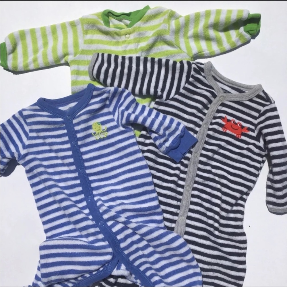 3 Carters Terry Cloth Footies 3 Months